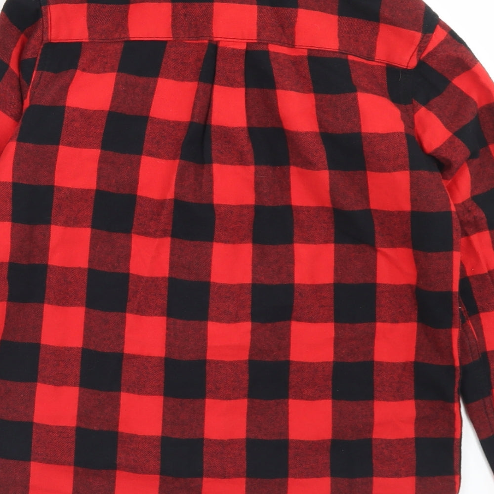 Urban Outlaws Boys Red Plaid Cotton Basic Button-Up Size 9-10 Years Collared Button