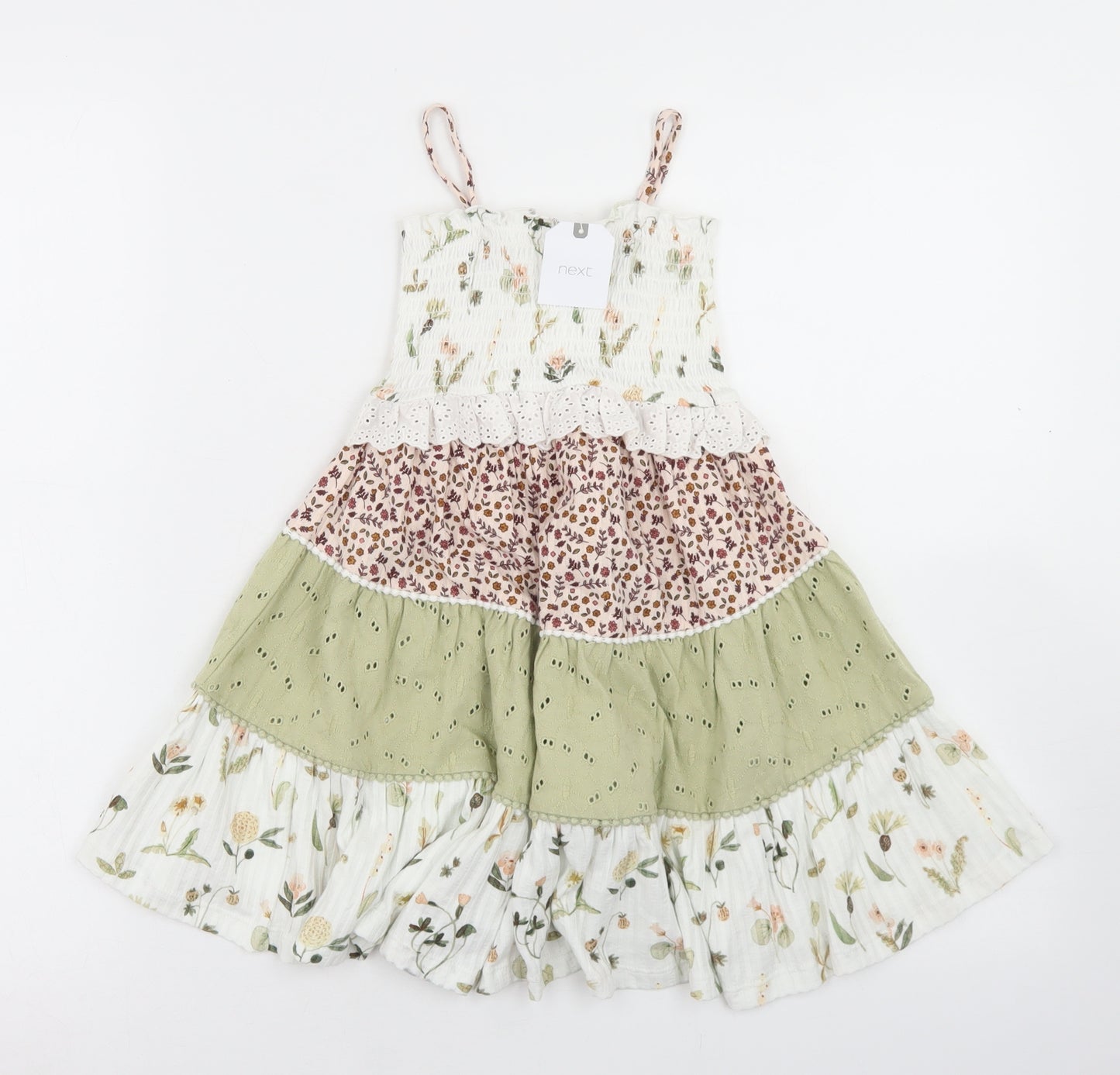NEXT Girls Multicoloured Floral Cotton Trapeze & Swing  Size 12-18 Months  Round Neck  - Smock Dress