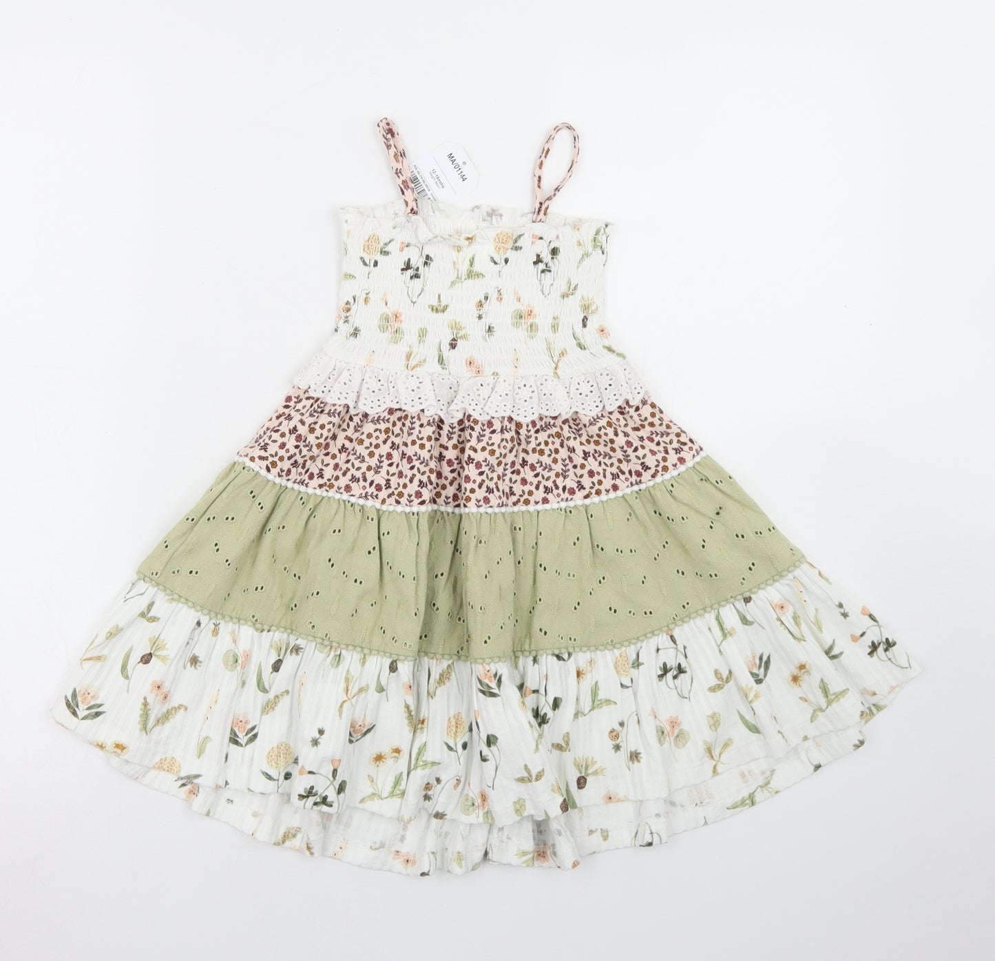 NEXT Girls Multicoloured Floral Cotton Trapeze & Swing  Size 12-18 Months  Round Neck  - Smock Dress