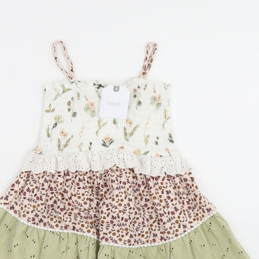 NEXT Girls Multicoloured Floral Cotton Trapeze & Swing  Size 12-18 Months  Round Neck  - Smock Dress