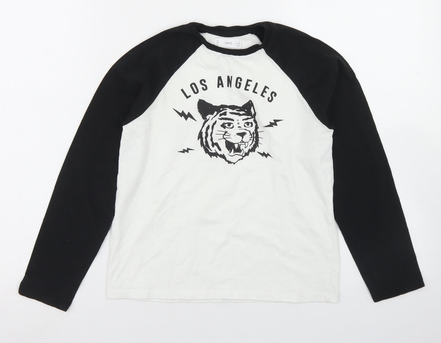 MNG Boys White Colourblock Polyester Basic T-Shirt Size 9 Years Crew Neck  - Los Angeles