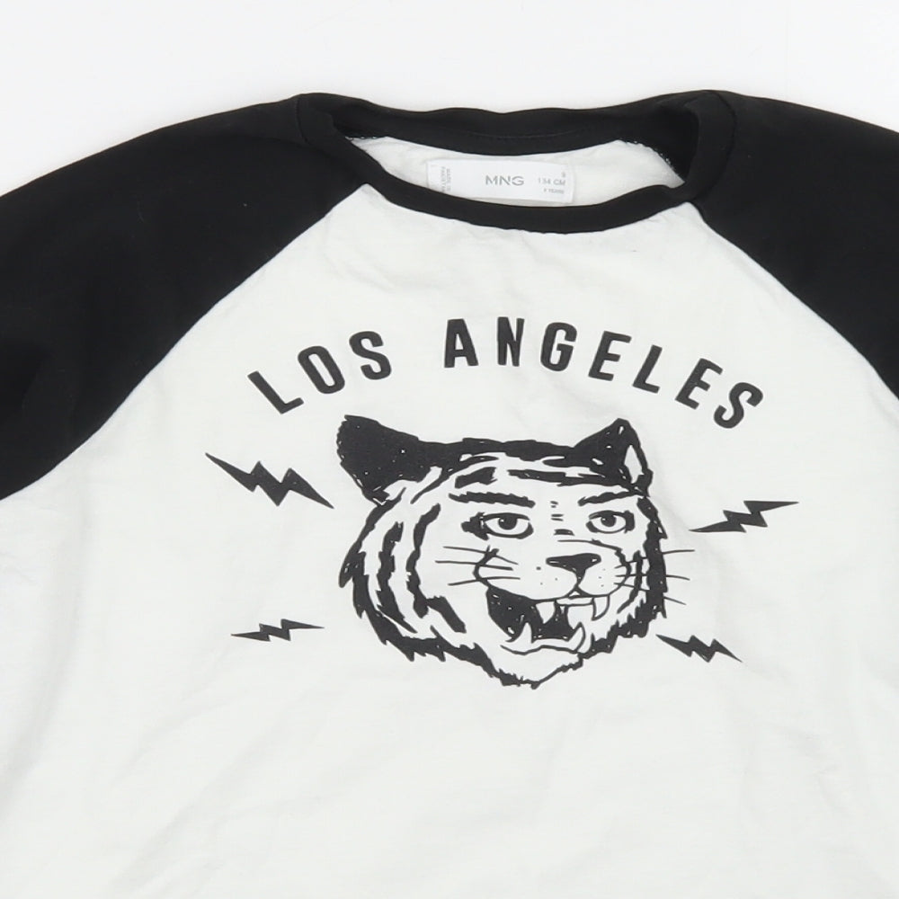 MNG Boys White Colourblock Polyester Basic T-Shirt Size 9 Years Crew Neck  - Los Angeles