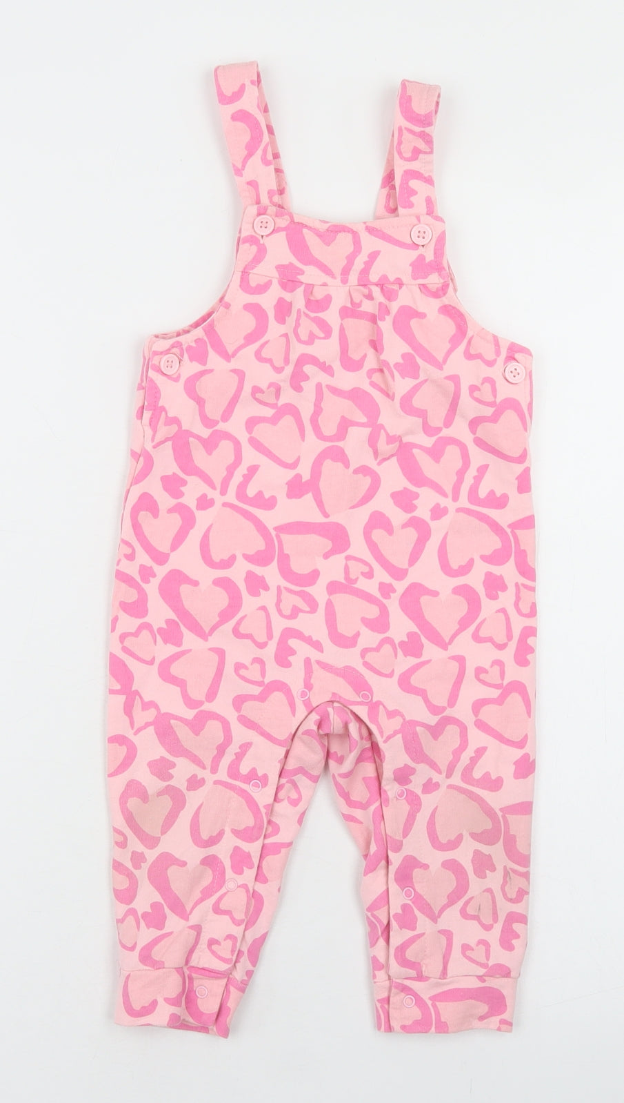 Studio  Pink Geometric Cotton Dungaree One-Piece Size 12-18 Months  Snap - Heart Print