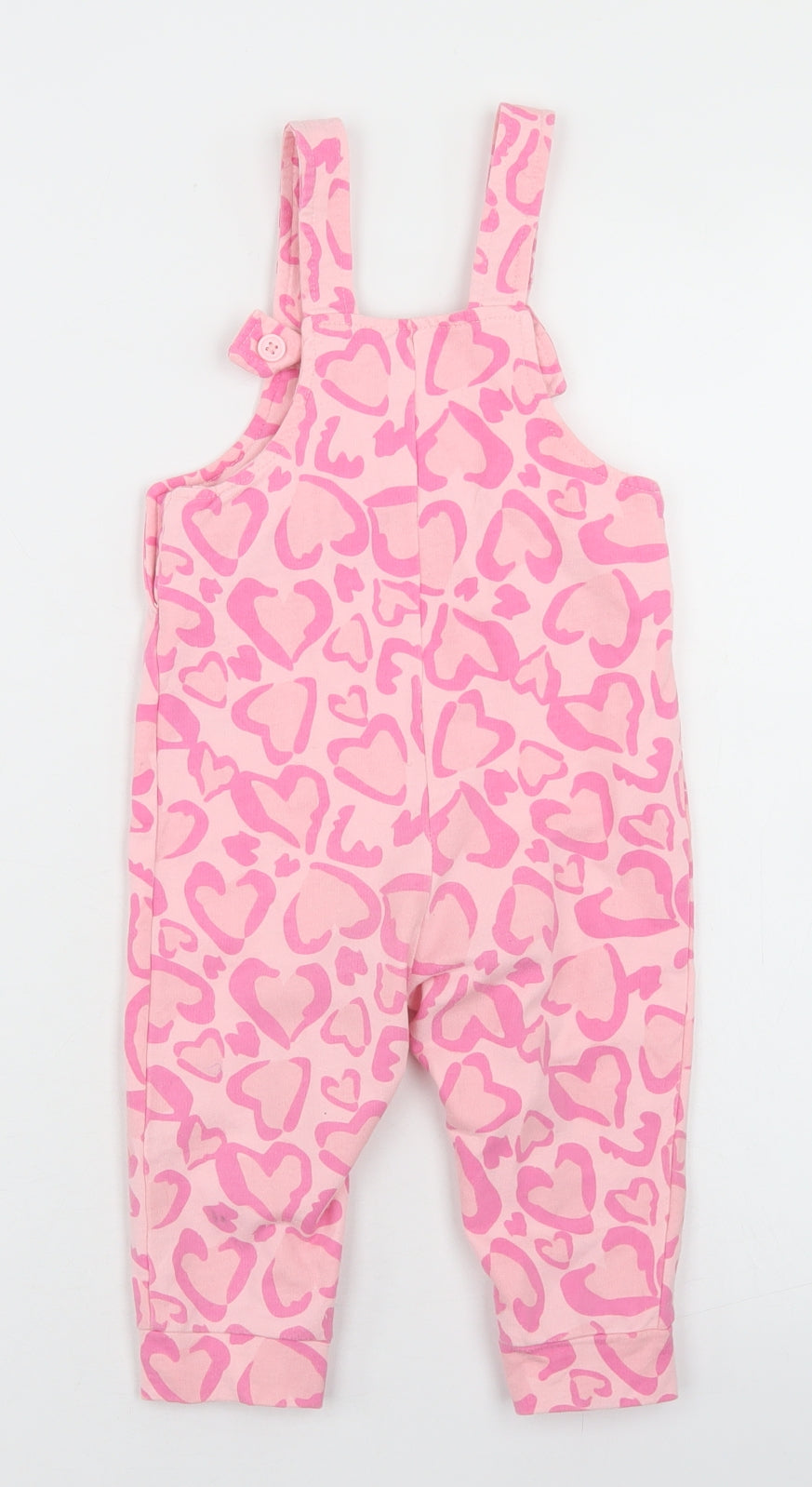 Studio  Pink Geometric Cotton Dungaree One-Piece Size 12-18 Months  Snap - Heart Print
