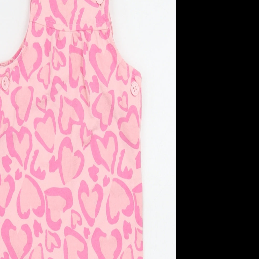 Studio  Pink Geometric Cotton Dungaree One-Piece Size 12-18 Months  Snap - Heart Print