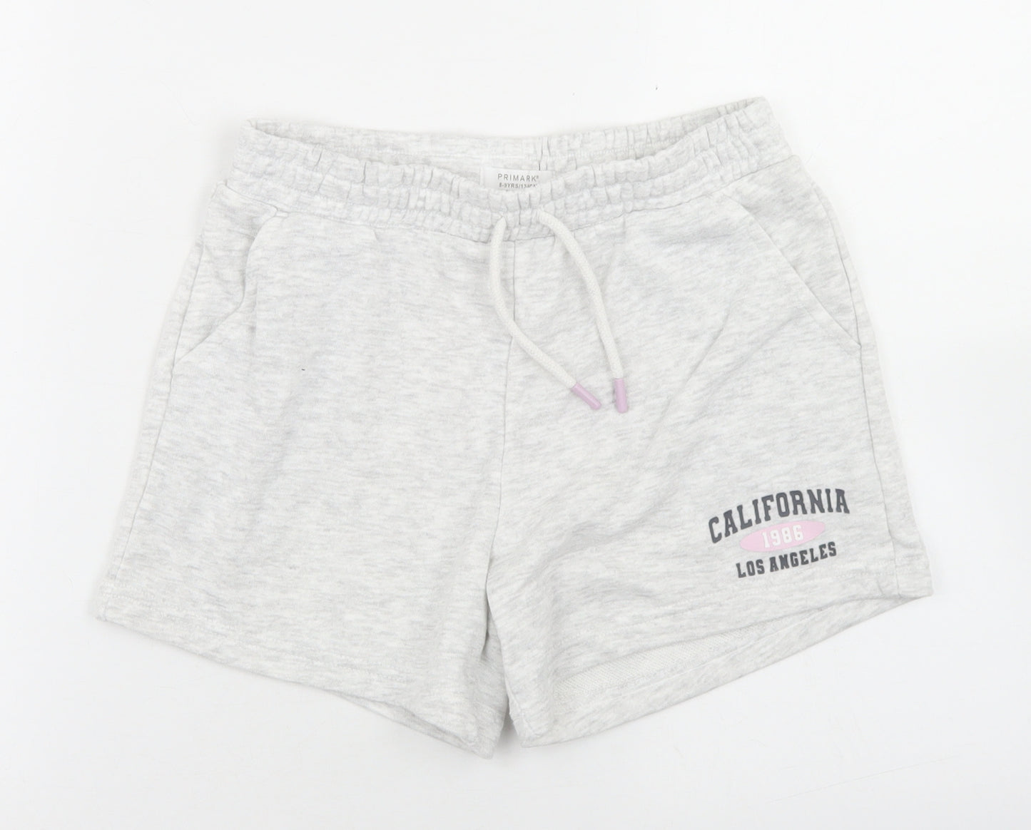 Primark Girls Grey  Cotton Sweat Shorts Size 8-9 Years  Regular Drawstring - California