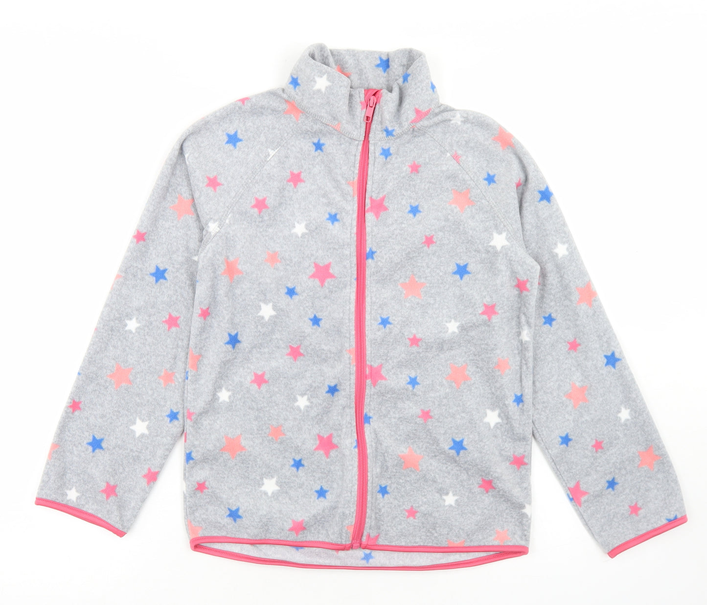 H&M Girls Grey Geometric Polyester Full Zip Sweatshirt Size 8-9 Years  Zip - Star Print