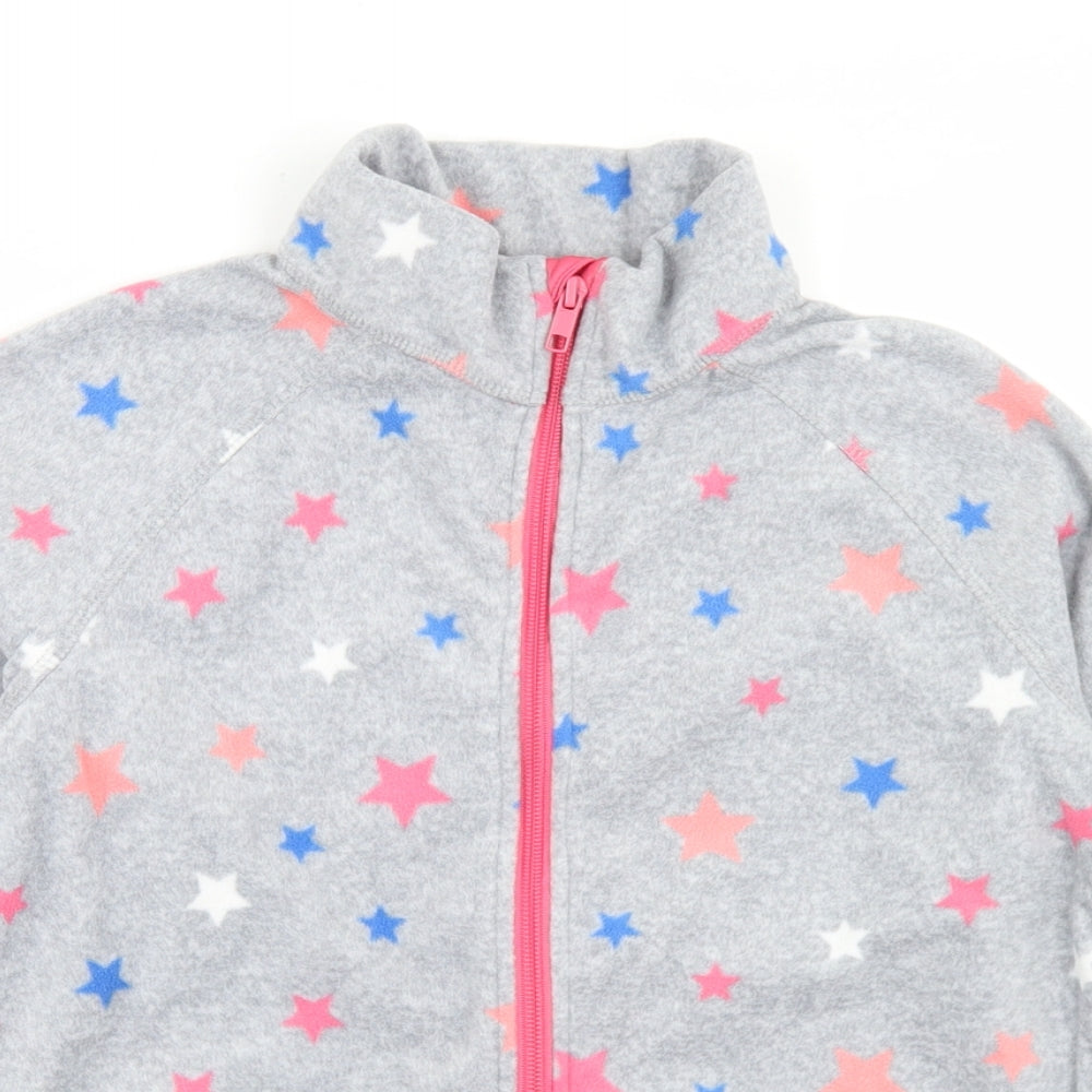 H&M Girls Grey Geometric Polyester Full Zip Sweatshirt Size 8-9 Years  Zip - Star Print