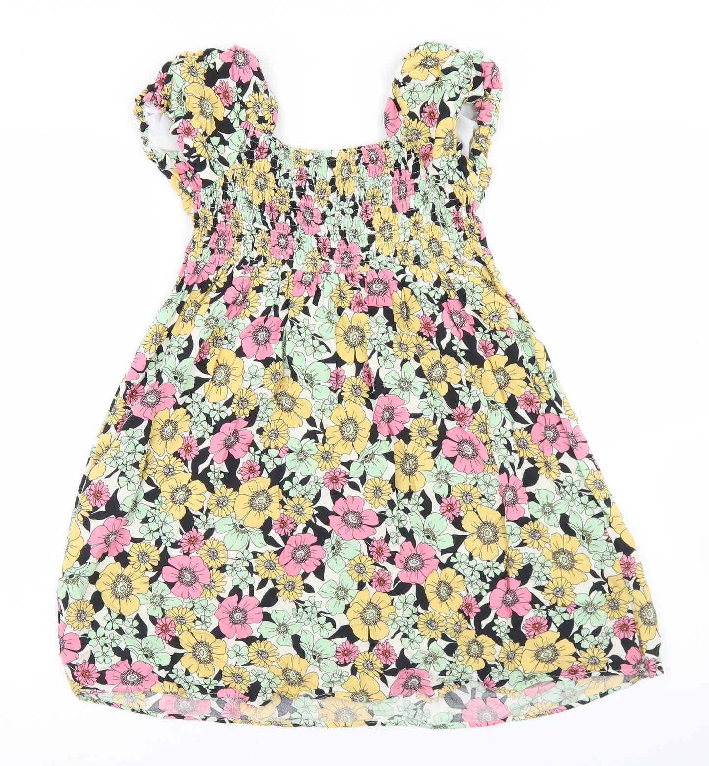 Matalan Girls Multicoloured Floral Viscose Fit & Flare  Size 9 Years  Square Neck