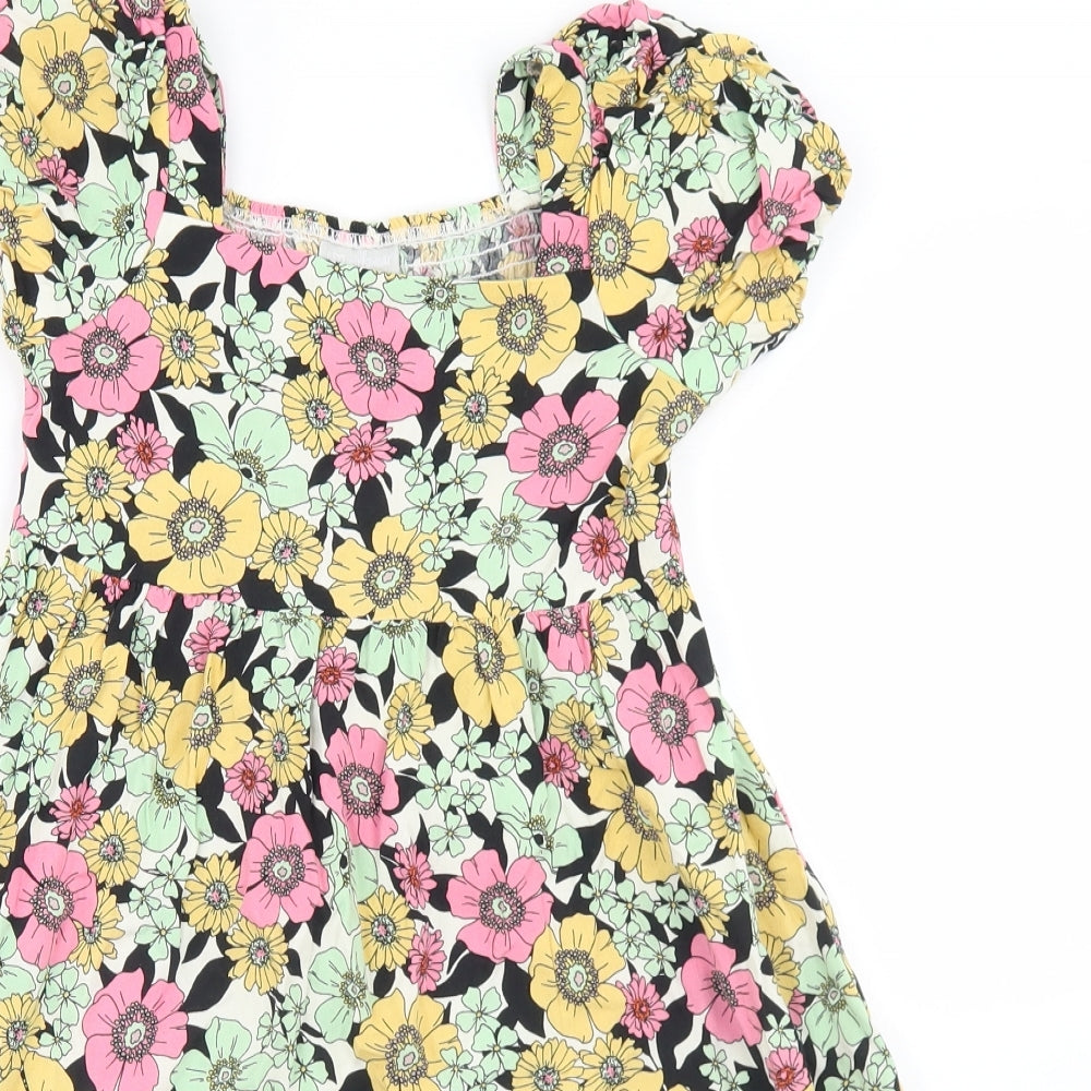 Matalan Girls Multicoloured Floral Viscose Fit & Flare  Size 9 Years  Square Neck