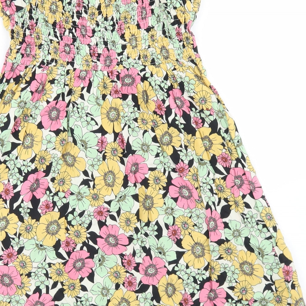 Matalan Girls Multicoloured Floral Viscose Fit & Flare  Size 9 Years  Square Neck