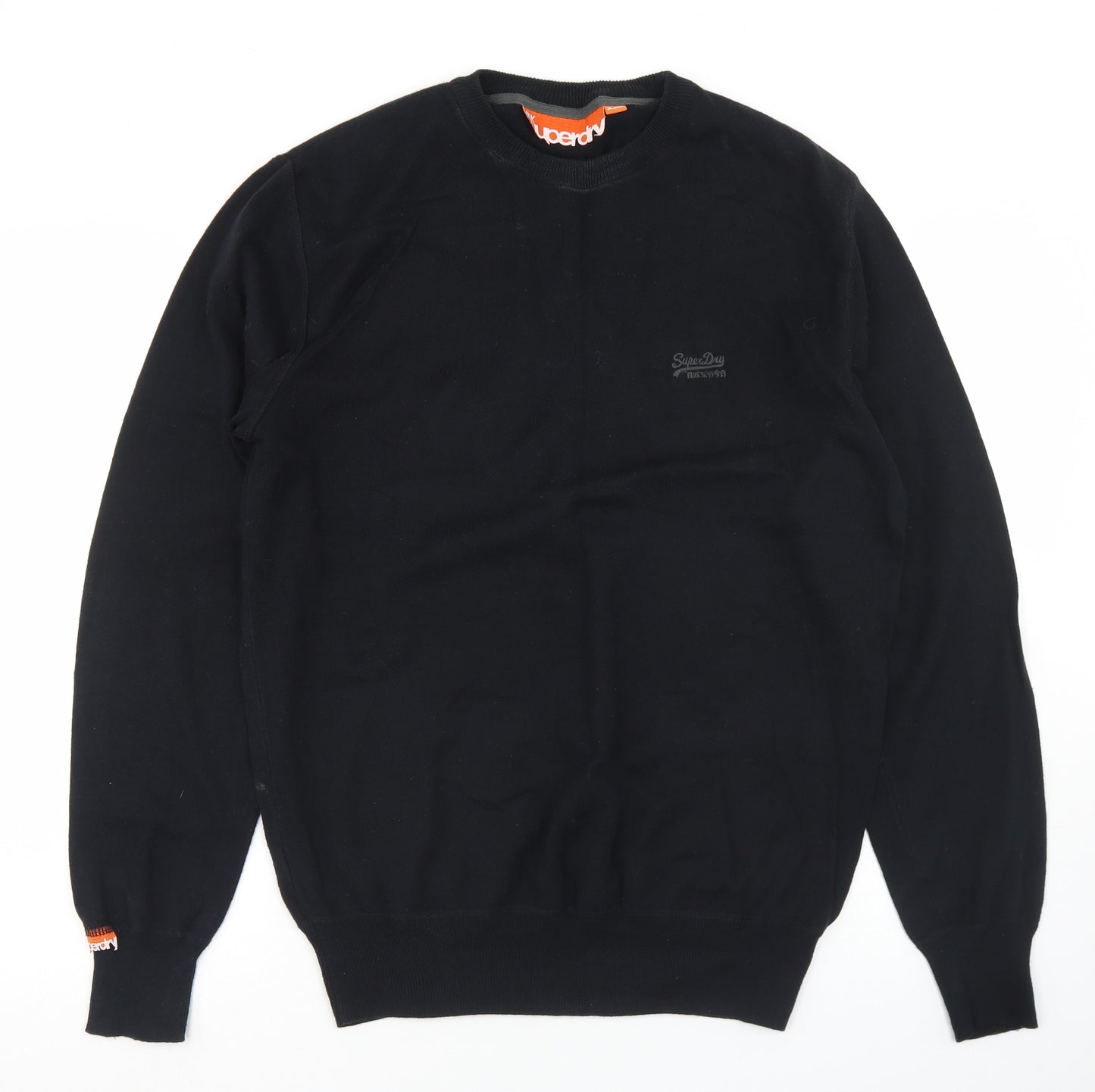 Superdry Mens Black Crew Neck  Cotton Pullover Jumper Size 2XL