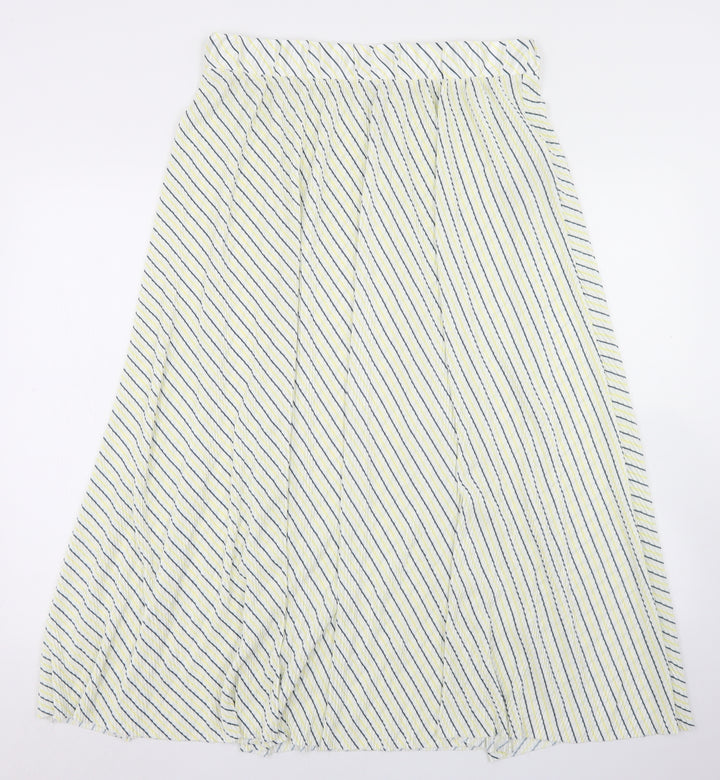 Only Womens Yellow Striped Polyester Pleated Skirt Size XL