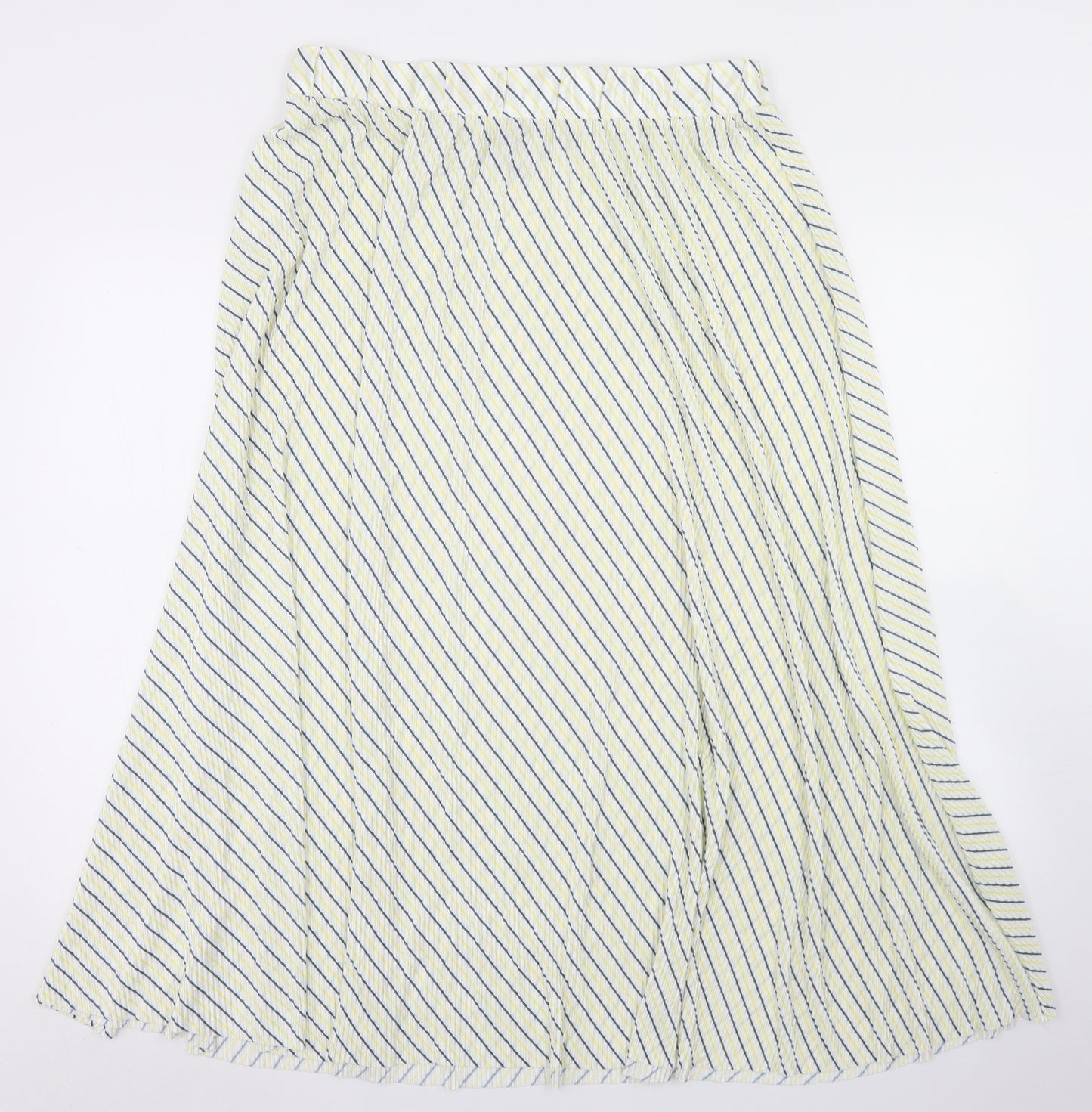 Only Womens Yellow Striped Polyester Pleated Skirt Size XL