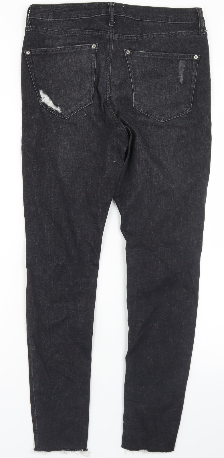 Miss Selfridge Womens Black  Cotton Skinny Jeans Size 12 L27 in Regular Button