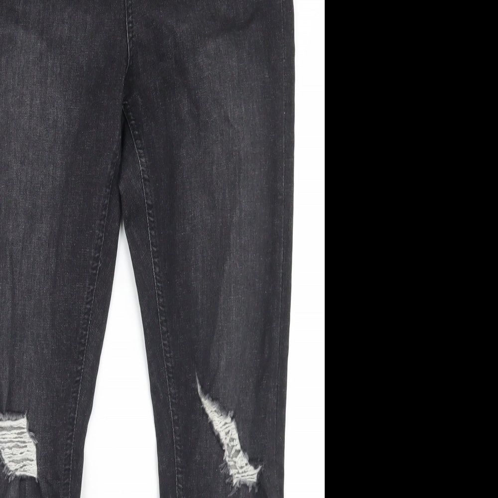 Miss Selfridge Womens Black  Cotton Skinny Jeans Size 12 L27 in Regular Button