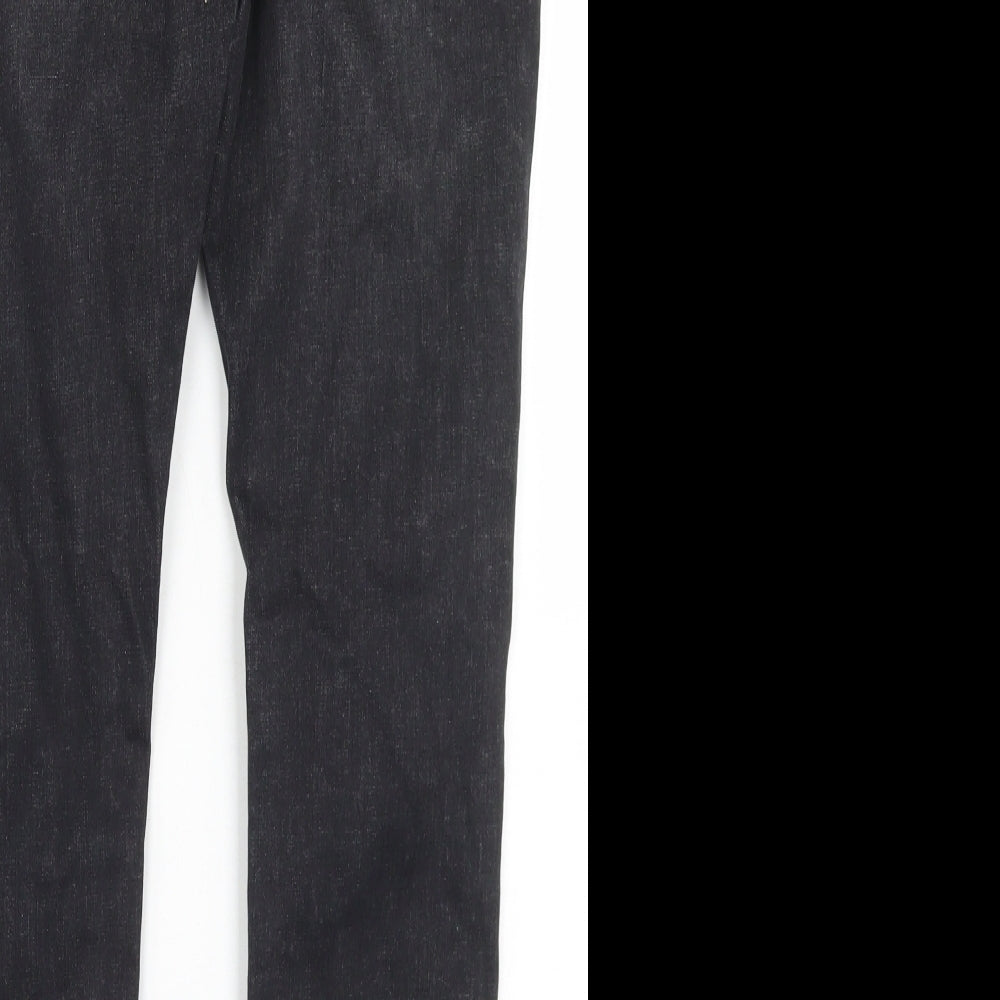 Miss Selfridge Womens Black  Cotton Skinny Jeans Size 12 L27 in Regular Button