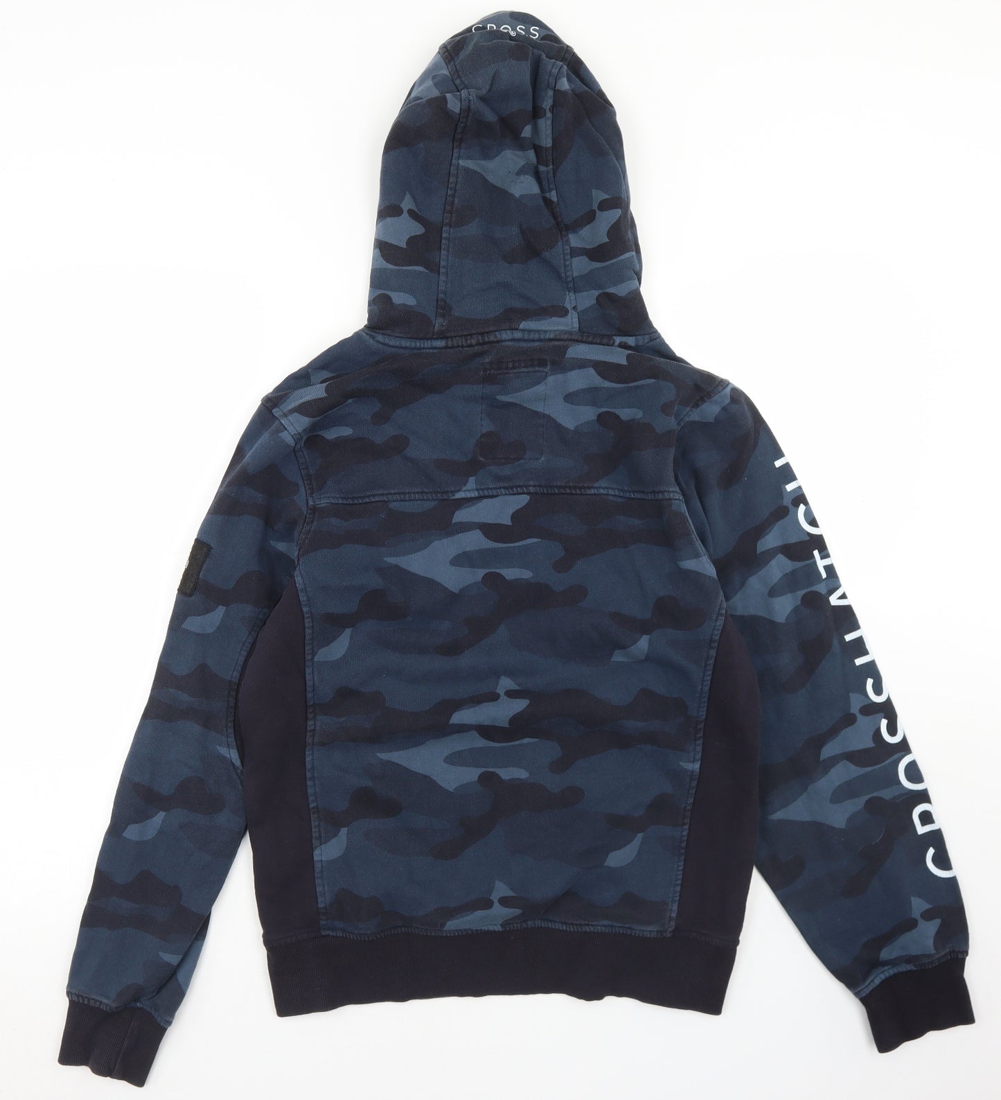 Crosshatch Mens Blue Camouflage Cotton Pullover Hoodie Size S