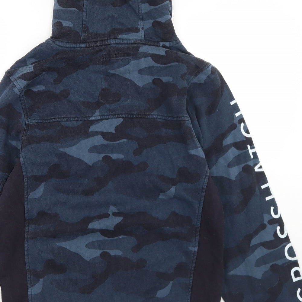 Crosshatch Mens Blue Camouflage Cotton Pullover Hoodie Size S
