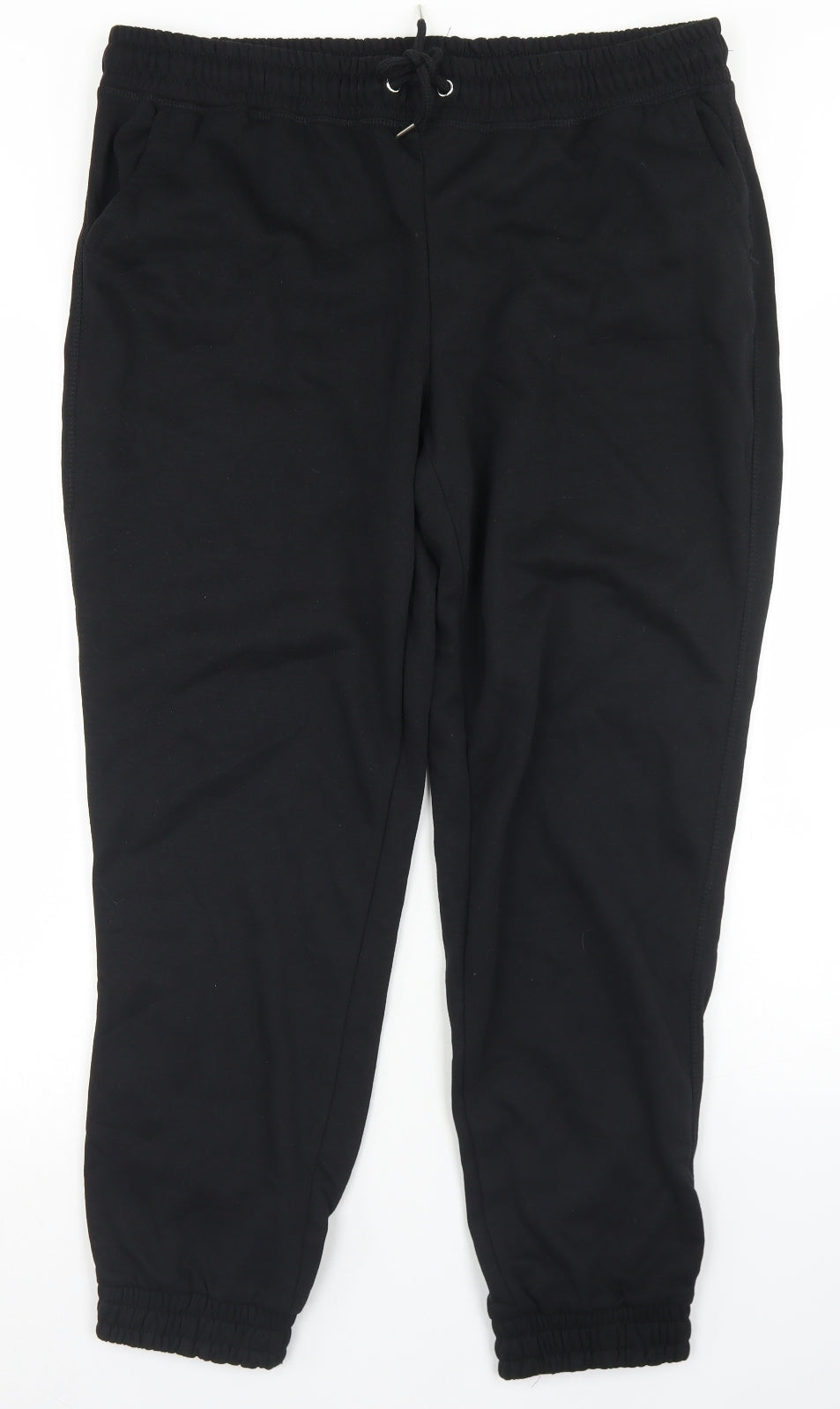 Primark Womens Black  Polyester Jogger Trousers Size 14 L27 in Regular Drawstring