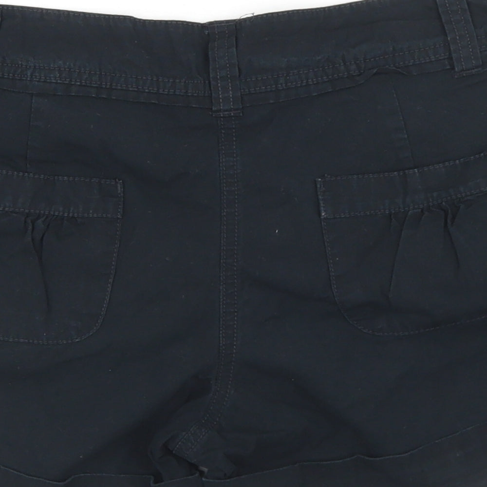 F&F Womens Black  Cotton Cargo Shorts Size 8 L3 in Regular Button