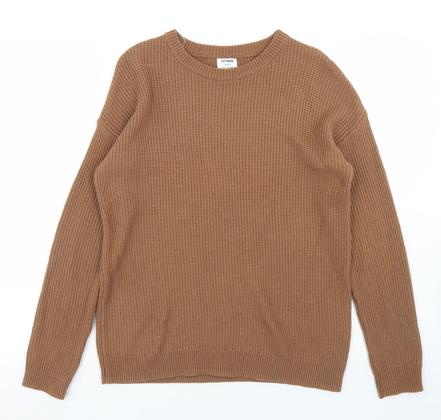Cotton On Mens Brown Crew Neck  Cotton Pullover Jumper Size S