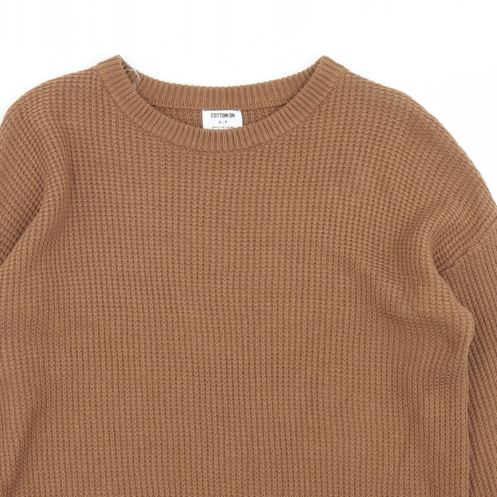 Cotton On Mens Brown Crew Neck  Cotton Pullover Jumper Size S