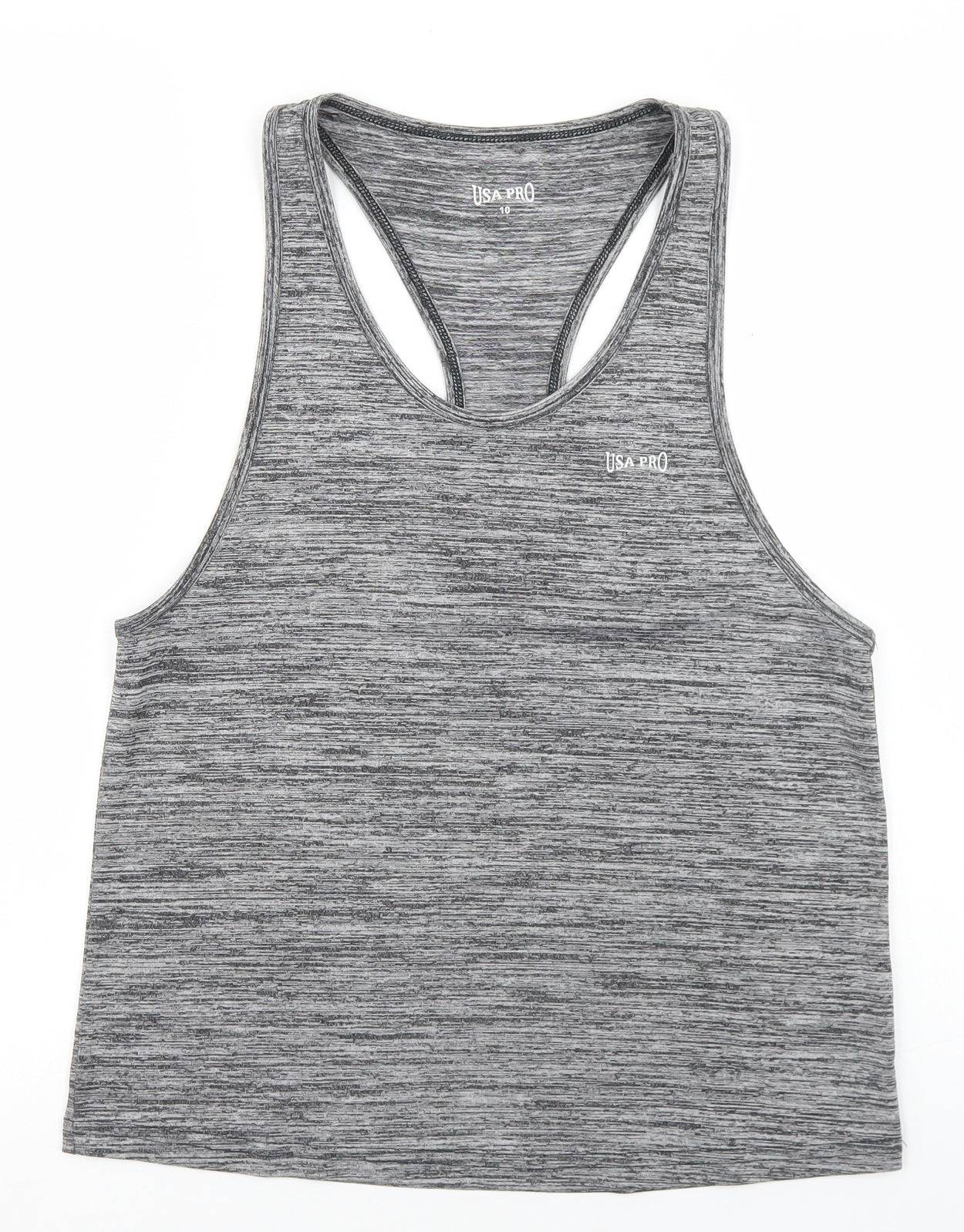 USA Pro Womens Grey  Nylon Basic Tank Size 10 Round Neck