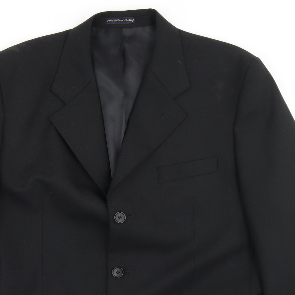 Park Avenue Mens Black  Polyester Jacket Blazer Size 42