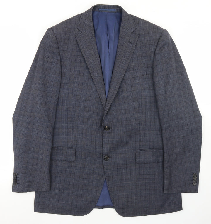 Marks and Spencer Mens Grey Plaid Wool Jacket Blazer Size 40