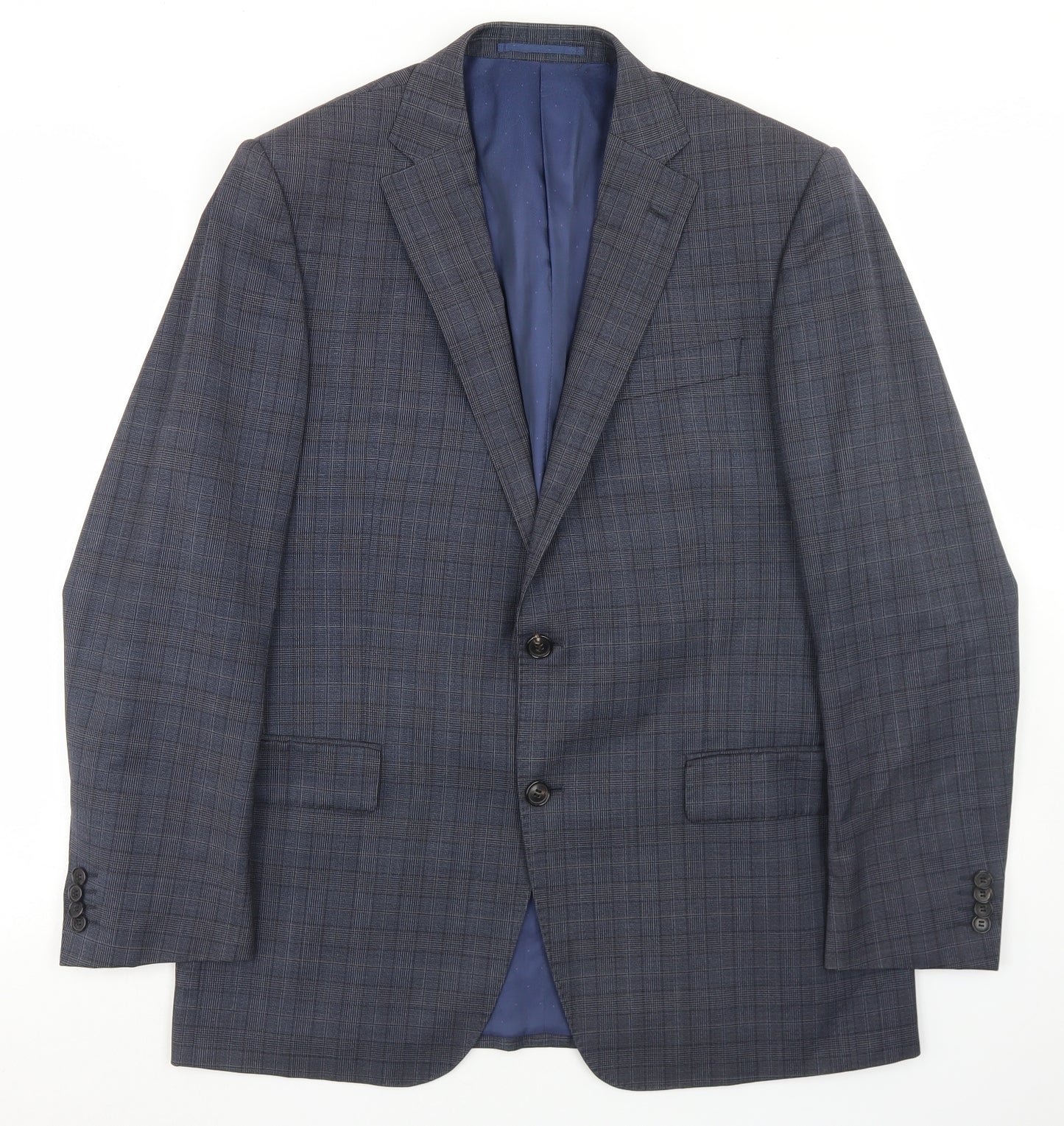 Marks and Spencer Mens Grey Plaid Wool Jacket Blazer Size 40