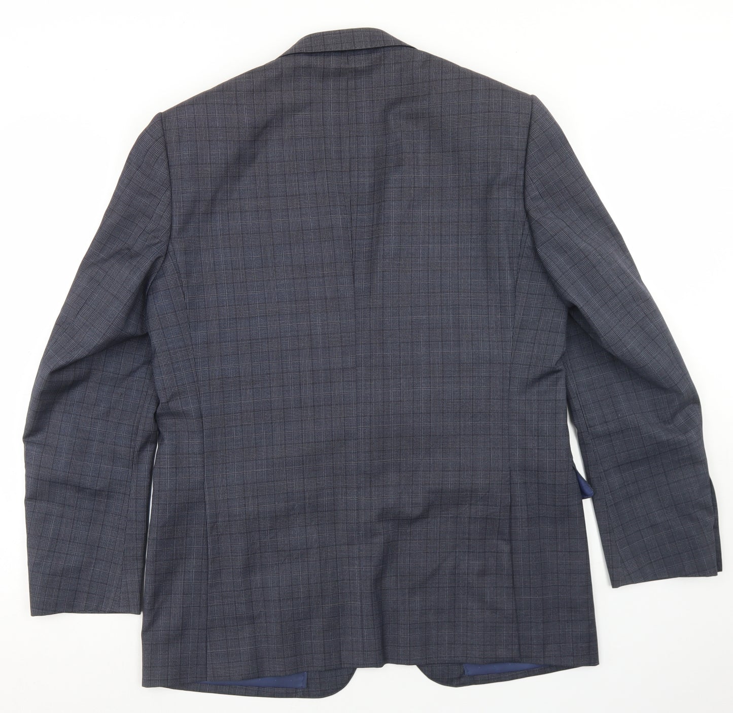 Marks and Spencer Mens Grey Plaid Wool Jacket Blazer Size 40