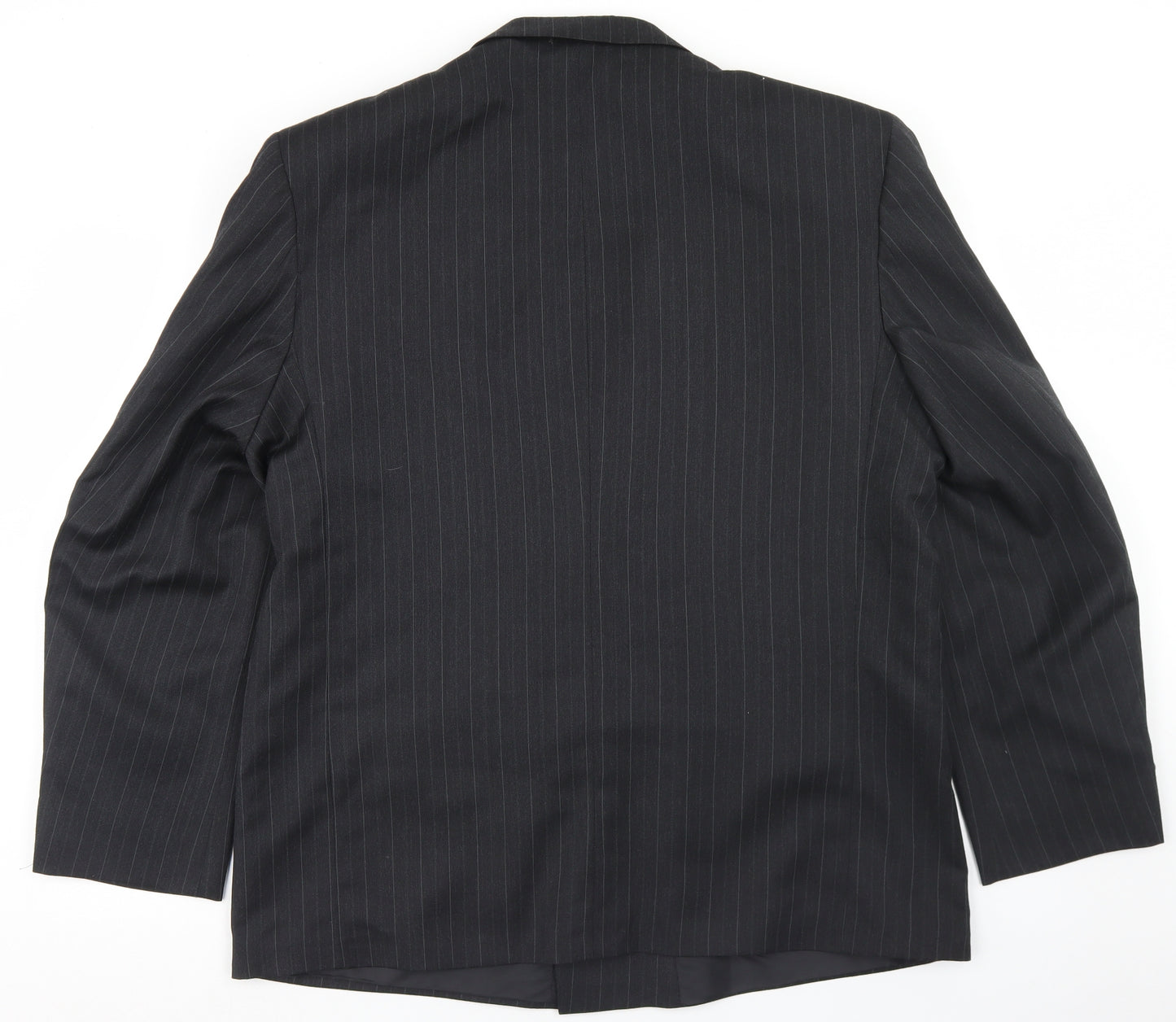 Hand Grade Mens Black Striped Polyester Jacket Blazer Size 46