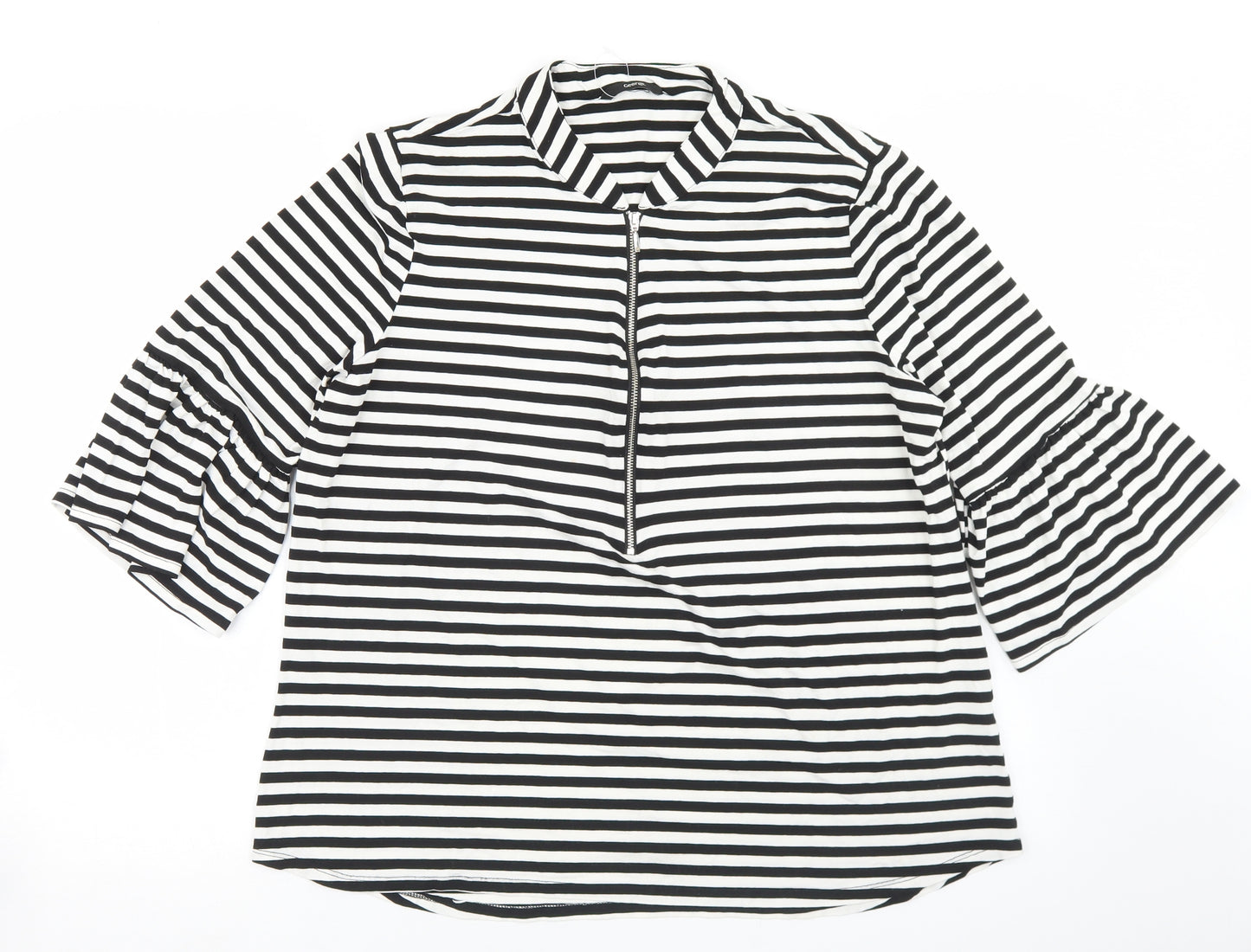 George Womens White Striped Viscose Basic T-Shirt Size 18 Round Neck - Bell Sleeve