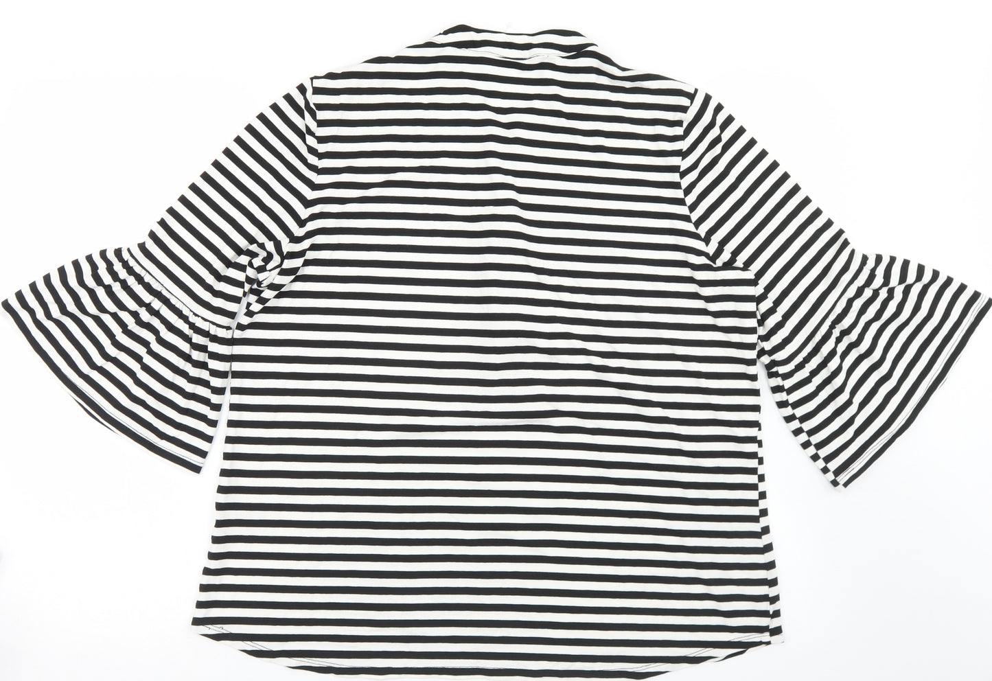 George Womens White Striped Viscose Basic T-Shirt Size 18 Round Neck - Bell Sleeve