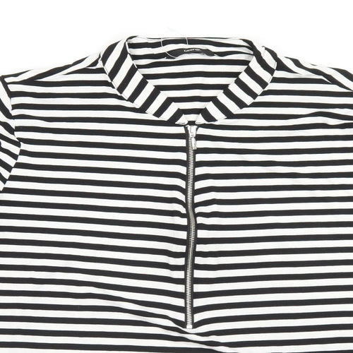 George Womens White Striped Viscose Basic T-Shirt Size 18 Round Neck - Bell Sleeve