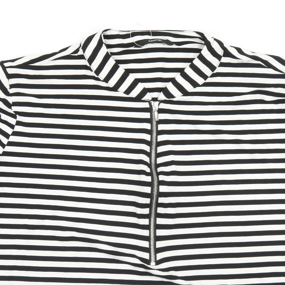 George Womens White Striped Viscose Basic T-Shirt Size 18 Round Neck - Bell Sleeve