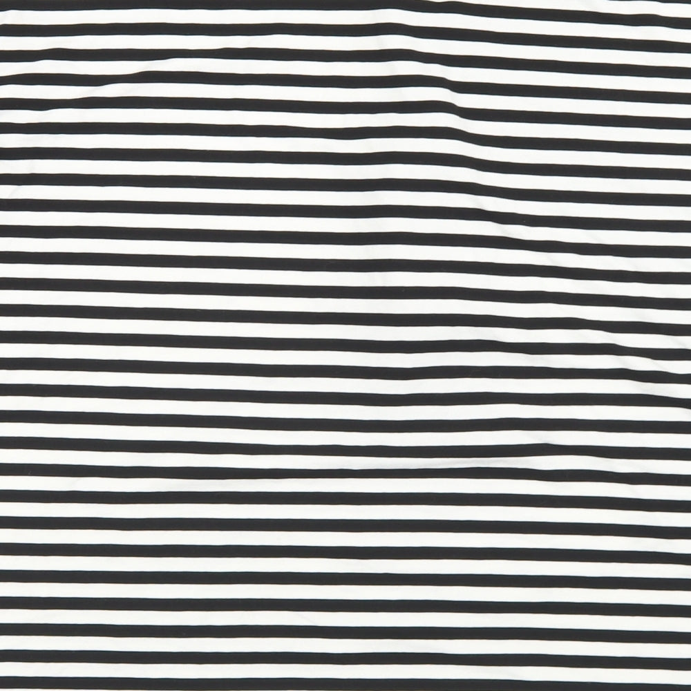 George Womens White Striped Viscose Basic T-Shirt Size 18 Round Neck - Bell Sleeve