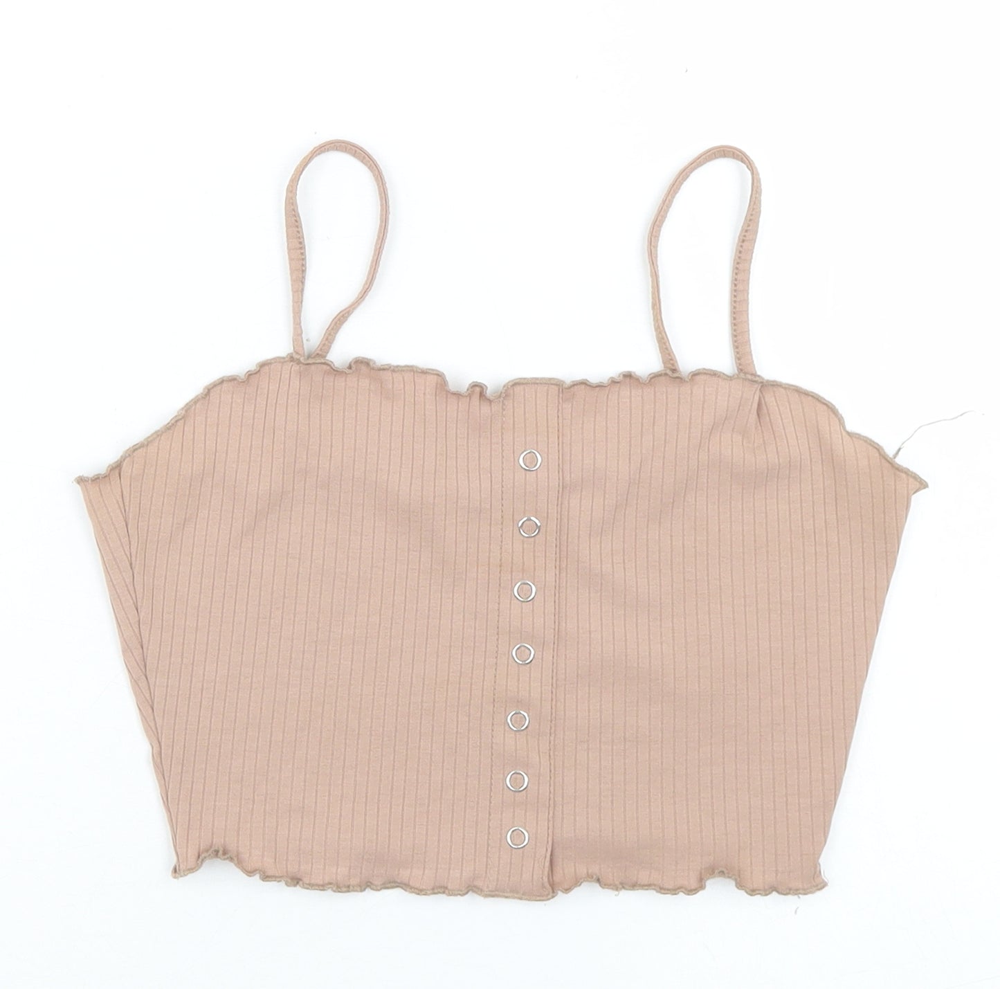 Primark Womens Brown  Polyester Cropped Tank Size 6 Round Neck