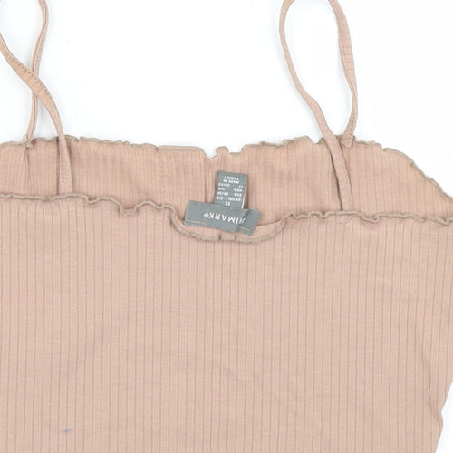 Primark Womens Brown  Polyester Cropped Tank Size 6 Round Neck