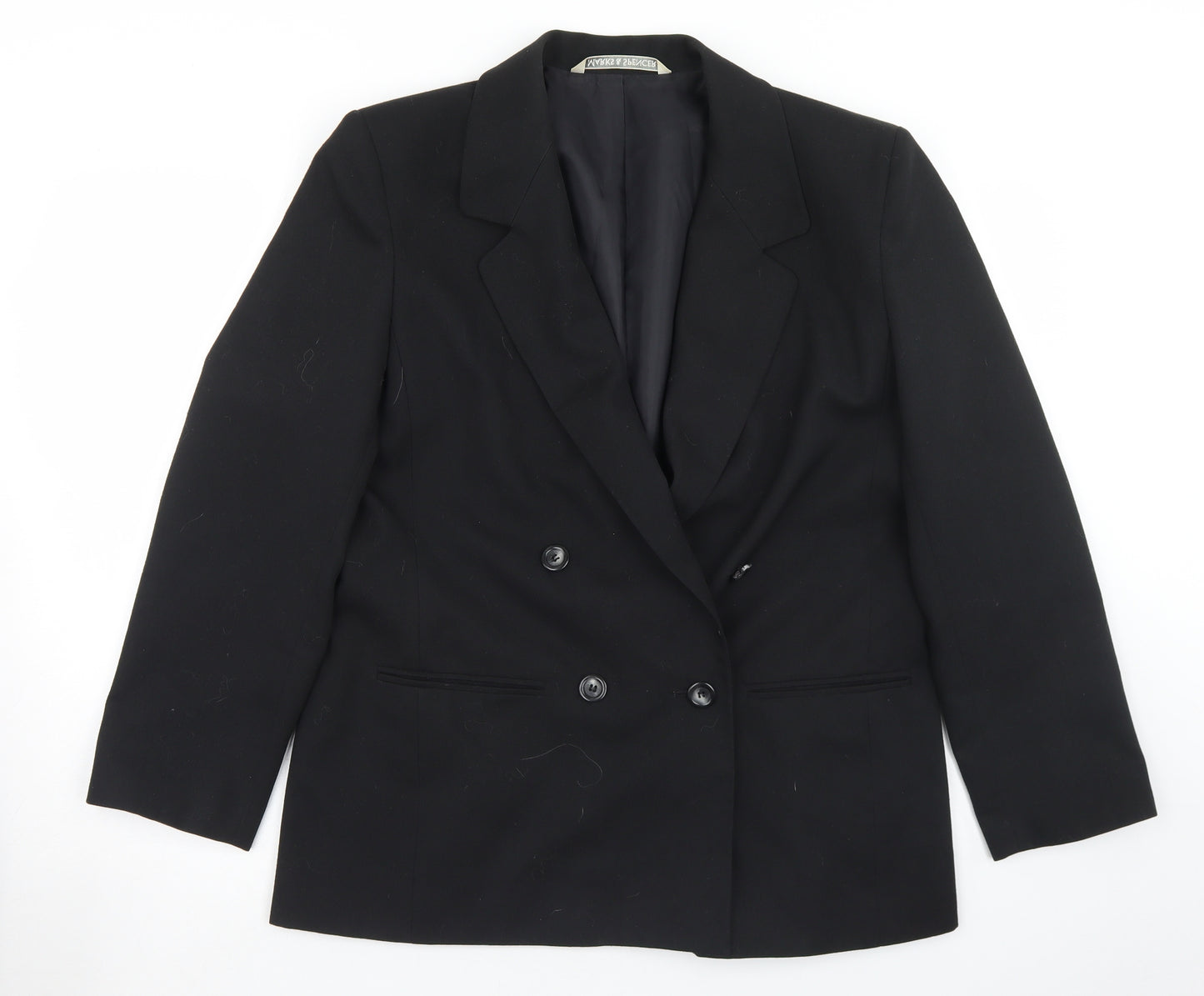 Marks and Spencer Womens Black  Polyester Jacket Blazer Size 16
