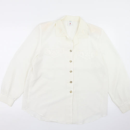 Fashion Scene Womens White  Polyester Basic Button-Up Size 16 Collared