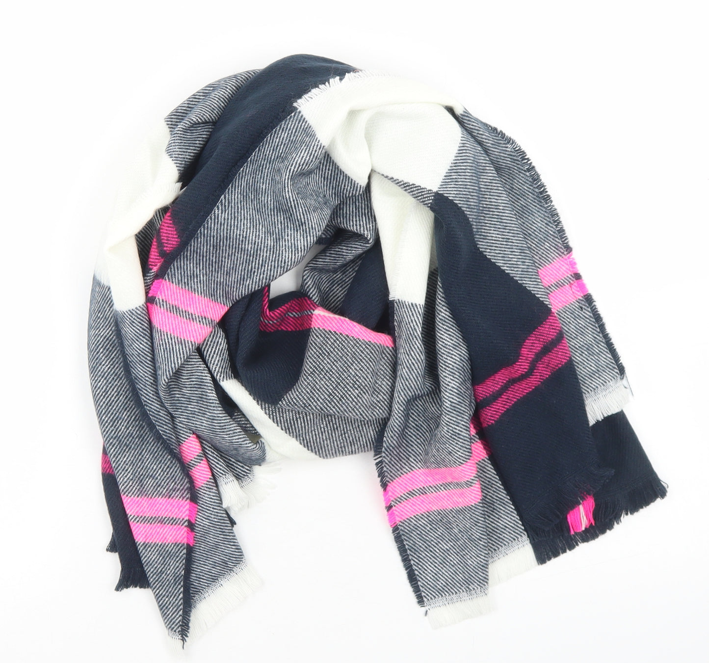 F&F Womens Blue Plaid Acrylic  Scarf
