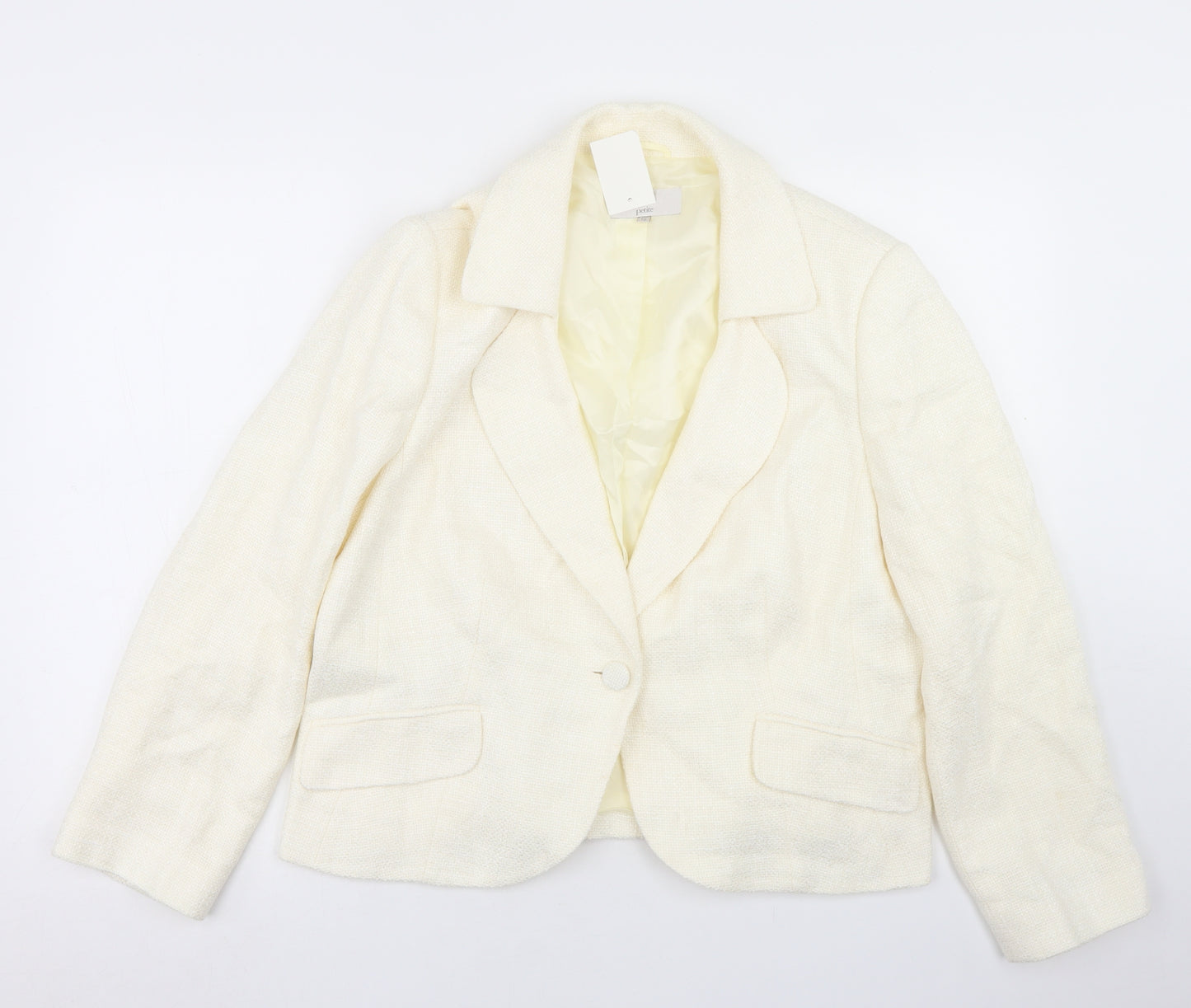 CC Womens Ivory  Polyacrylate Fibre Jacket Blazer Size 18