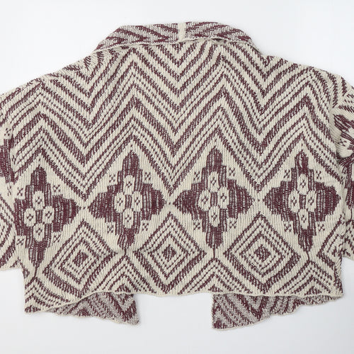 Rinascimento Womens Ivory V-Neck Geometric Cotton Cardigan Jumper Size S