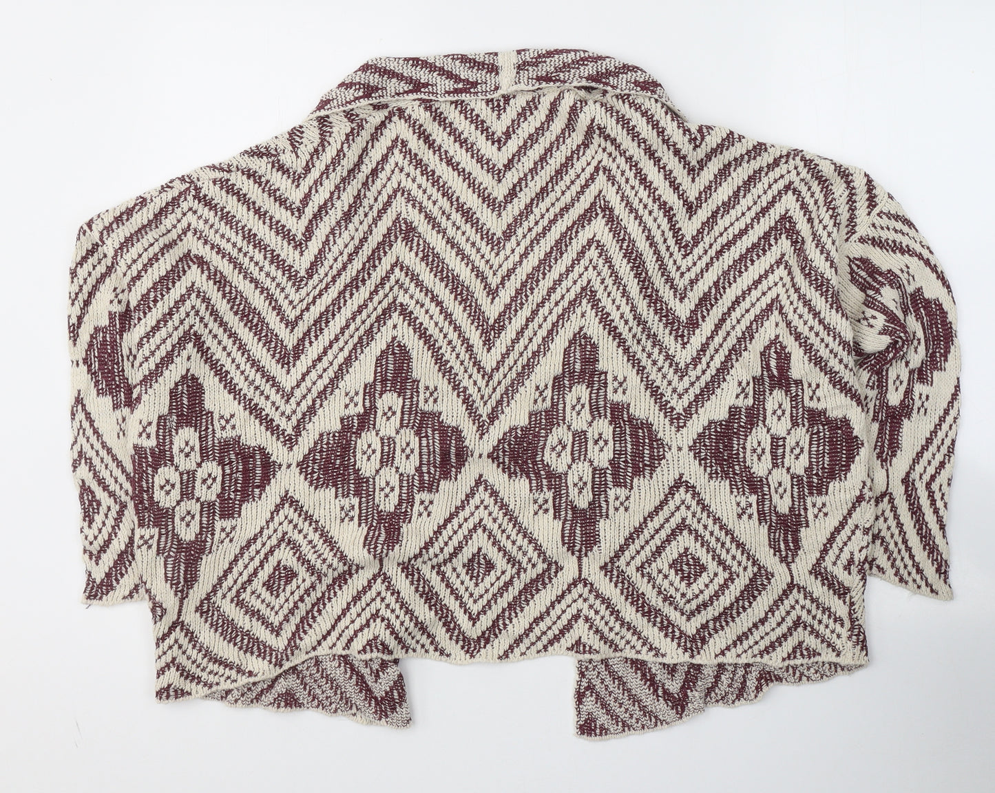 Rinascimento Womens Ivory V-Neck Geometric Cotton Cardigan Jumper Size S