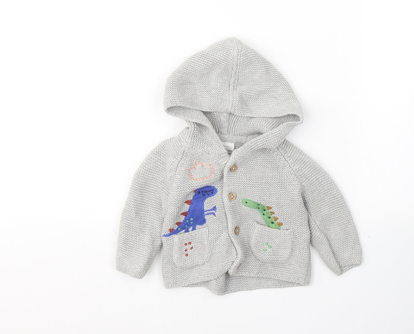 NEXT Baby Grey  Cotton Cardigan Jumper Size 3-6 Months  Button