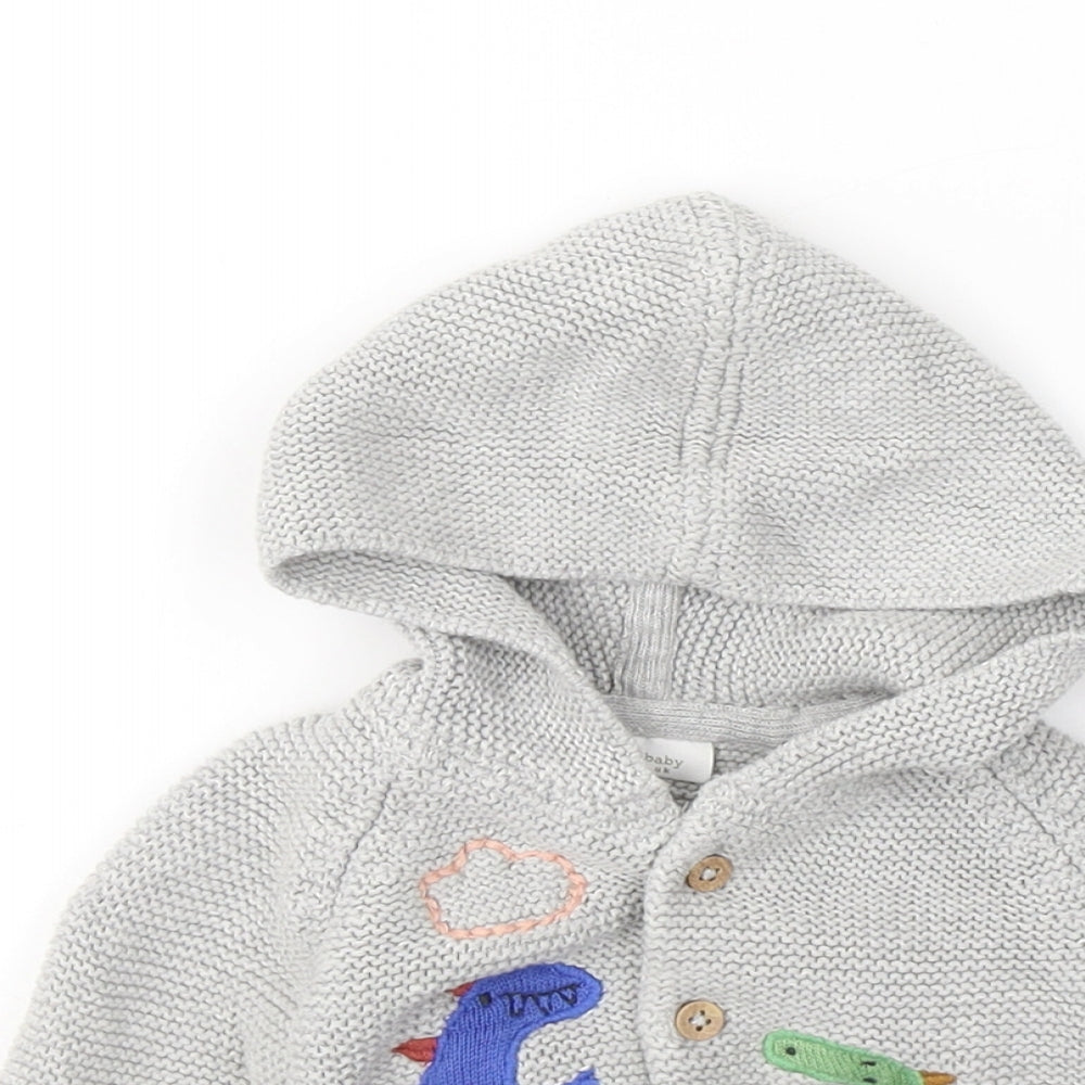 NEXT Baby Grey  Cotton Cardigan Jumper Size 3-6 Months  Button