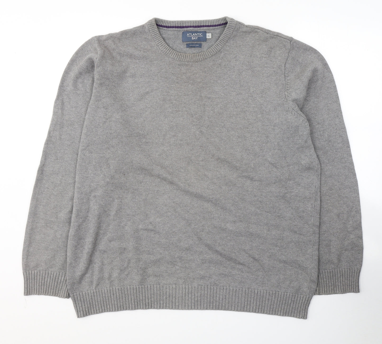 BHS Mens Grey Round Neck  Cotton Pullover Jumper Size XL