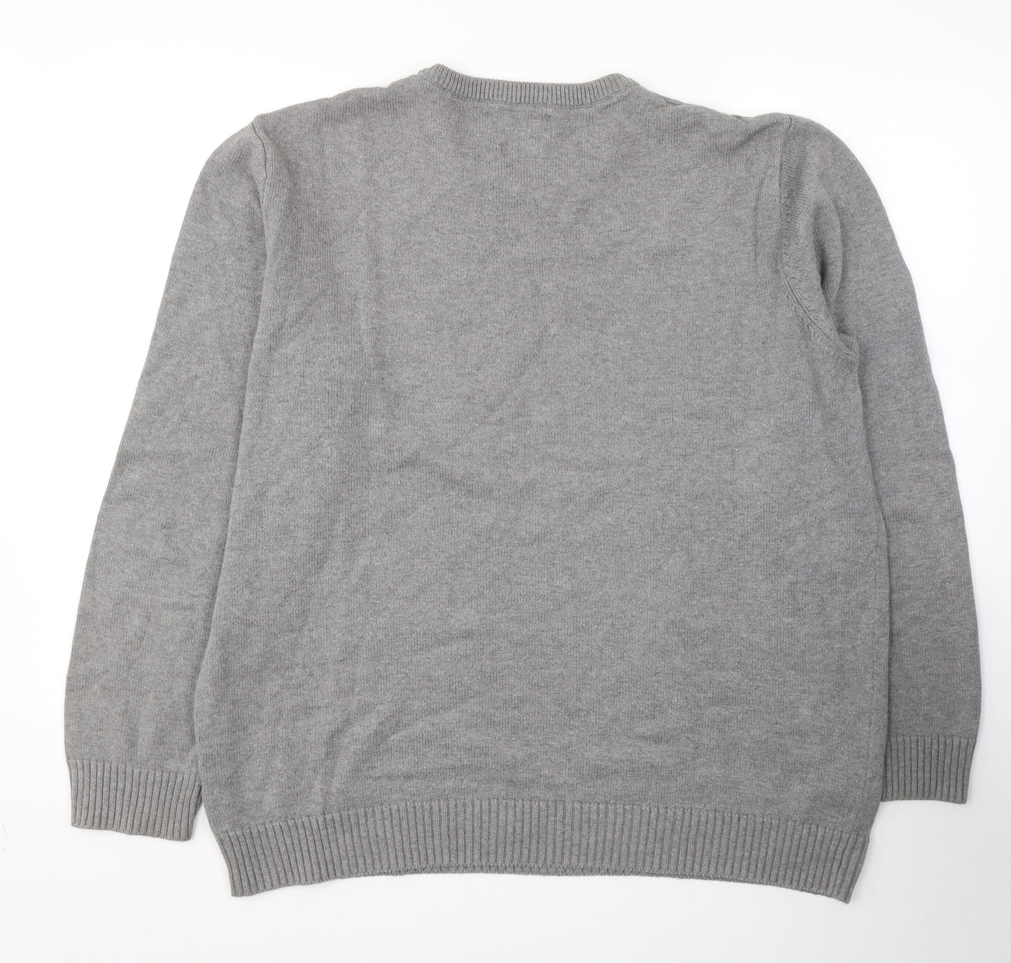 BHS Mens Grey Round Neck  Cotton Pullover Jumper Size XL